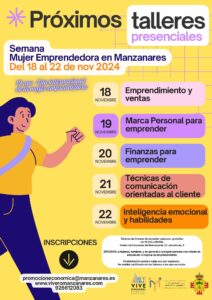 Manzanares celebra la Semana de la Mujer Emprendedora con cinco talleres especiales del Área de Promoción Económica