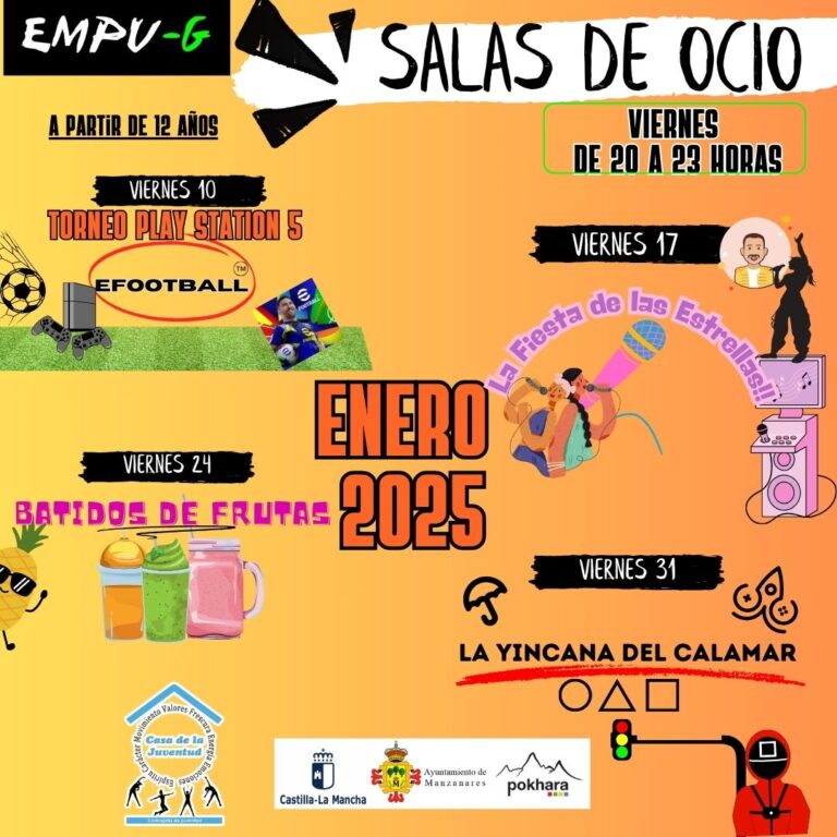 Reanudación de Programación de Ocio los Viernes por la Casa de la Juventud Manzanares y Empu-G