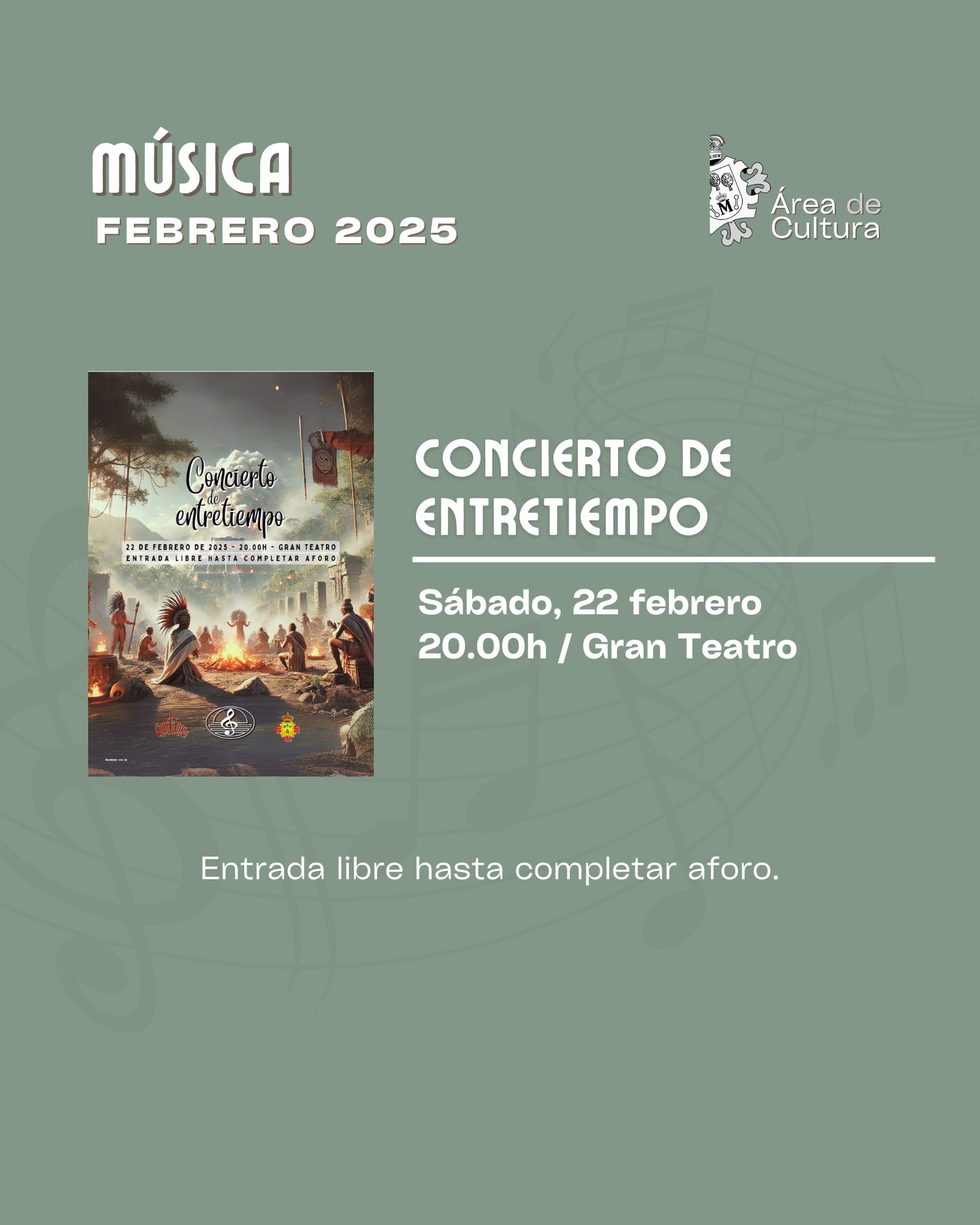 Gran Concierto de EntreTiempo por la Banda de Música AMC de Manzanares en el Gran Teatro: Acceso Libre hasta Completar Aforo, 22 de Febrero