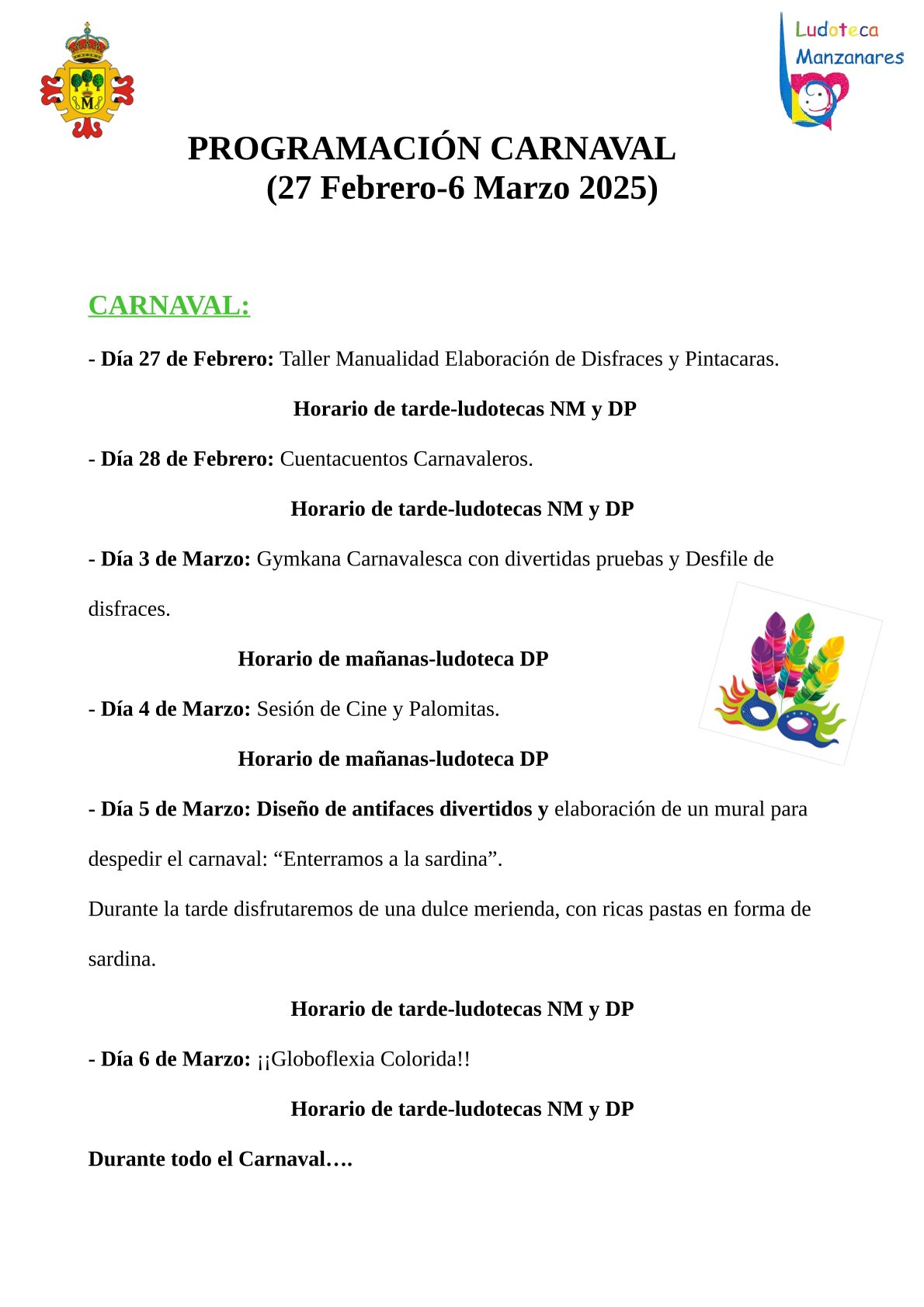 Reserva tus Espacios para Carnaval y Semana Santa a través de WhatsApp a partir del Martes 18 en la Ludoteca