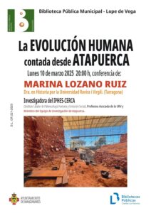Conferencia sobre Evolución Humana desde Atapuerca en la Biblioteca Pública Municipal ‘Lope de Vega’ este Lunes