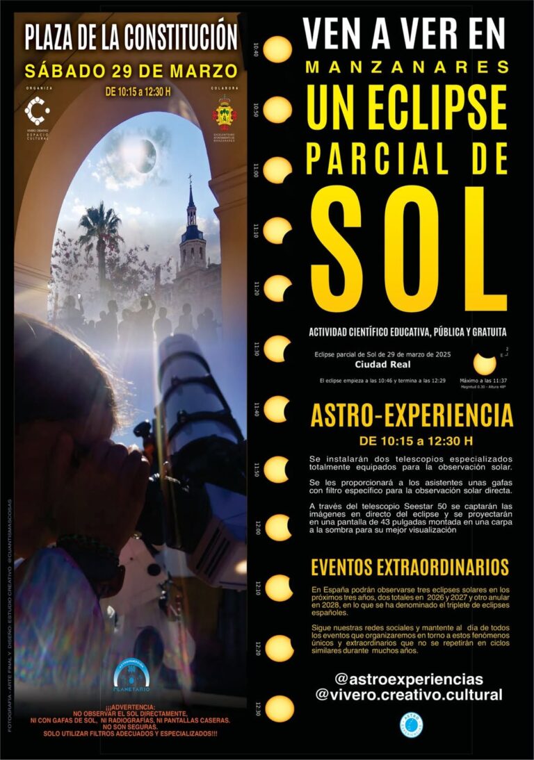 Vivero Creativo Espacio Cultural organiza Observación de Eclipse Parcial en Manzanares