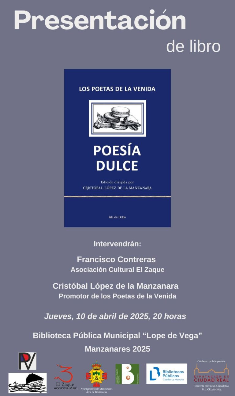 Nueva Presentación del libro ‘Poesía Dulce’ de Los Poetas de la Vendimia hoy a las 20 horas en la BPM ‘Lope de Vega’