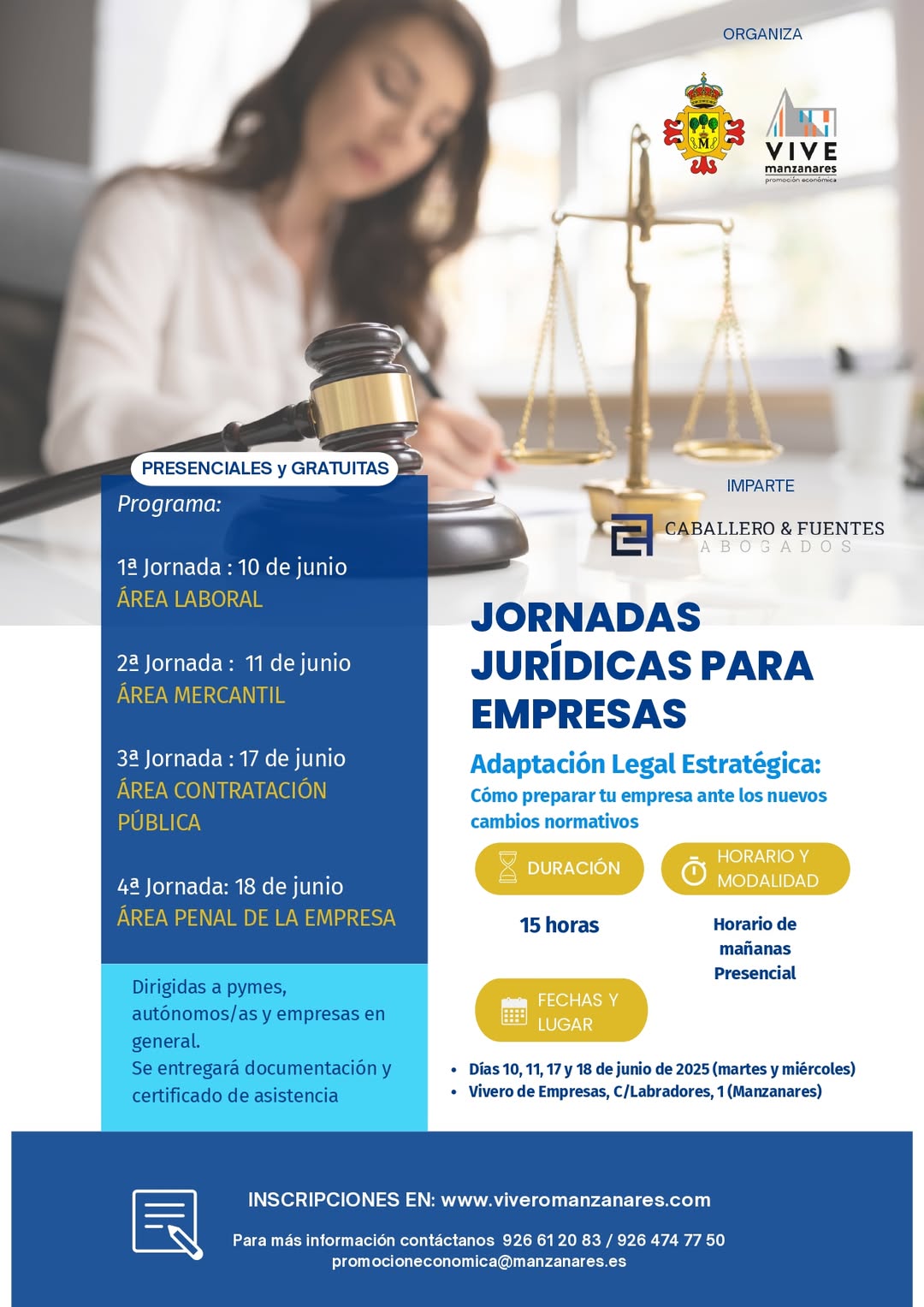 Manzanares’ Área de Promoción Económica lanza Jornadas Jurídicas para apoyar el desarrollo empresarial en cuatro sesiones