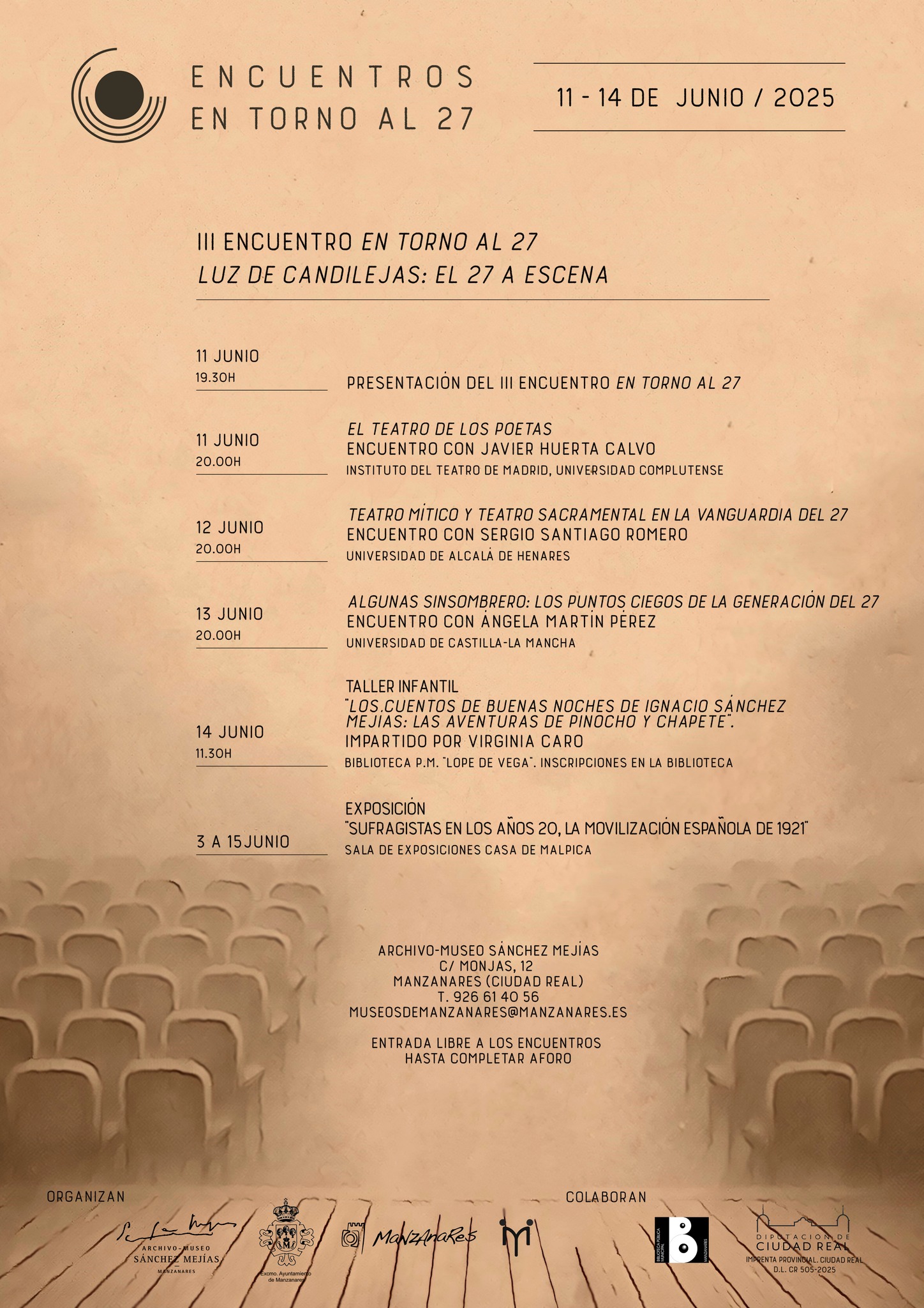 ‘Encuentros en torno al 27’ lideran la Agenda Cultural de Manzanares, junto con Festivales de Clausura de la Universidad