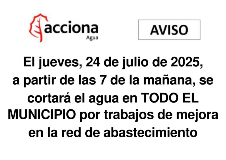 Acciona Programa Corte de Agua para este jueves 24 de julio por Mejoras en la Red de Abastecimiento