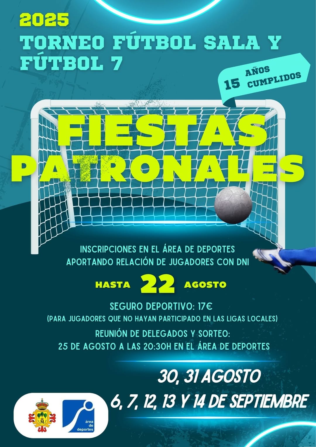 Convocatoria para los Torneos Tradicionales de Fútbol Sala y Fútbol 7 en las Fiestas Patronales 2025: Inscripciones Abiertas hasta el 22 de Agosto