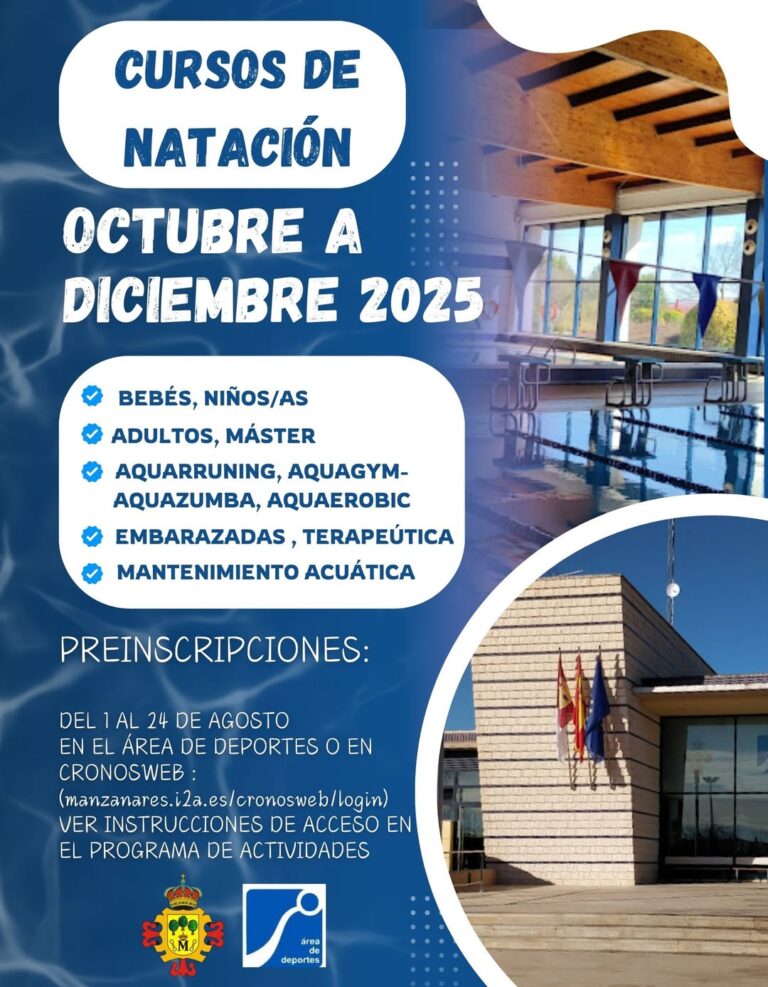 Inicia la Preinscripción para Cursos de Natación del Área de Deportes del Ayuntamiento de Manzanares