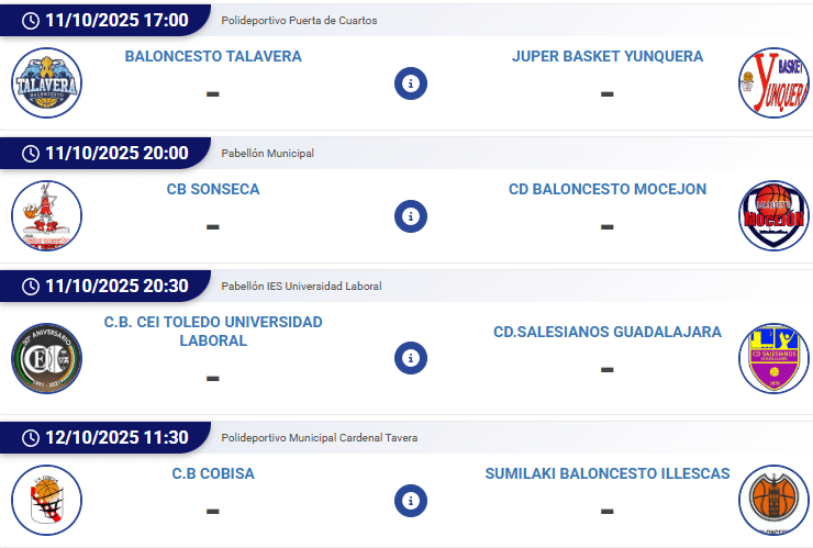 Calendario Oficial de la Temporada 2025-2026: Liga 1ª Autonómica Masculina de Castilla-La Mancha | #LigaSTM
