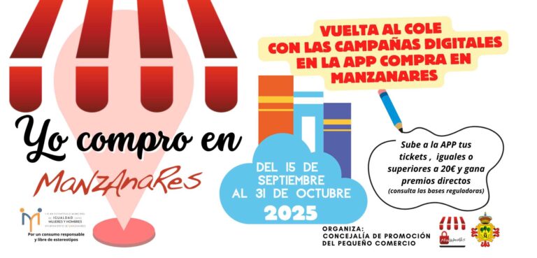 Impulso a las nuevas campañas digitales de ‘Compra en Manzanares’: sube tu ticket de compra de 20 euros o más y gana premios