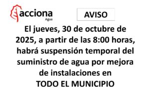 Aviso Importante: Acciona Agua Anuncia Corte General de Agua en Manzana este 30 de Octubre de 2025
