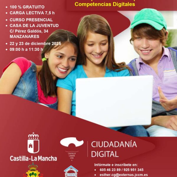 Curso de Competencias Digitales en la Casa de la Juventud Manzanares este 22 y 23 de Diciembre