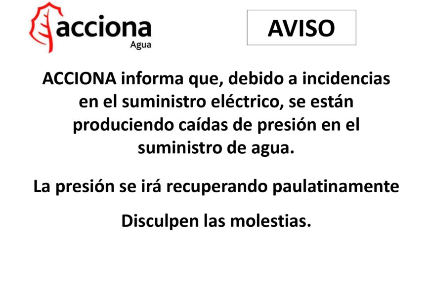 Incidencias eléctricas afectan la presión de agua en Manzanares, según Acciona Agua
