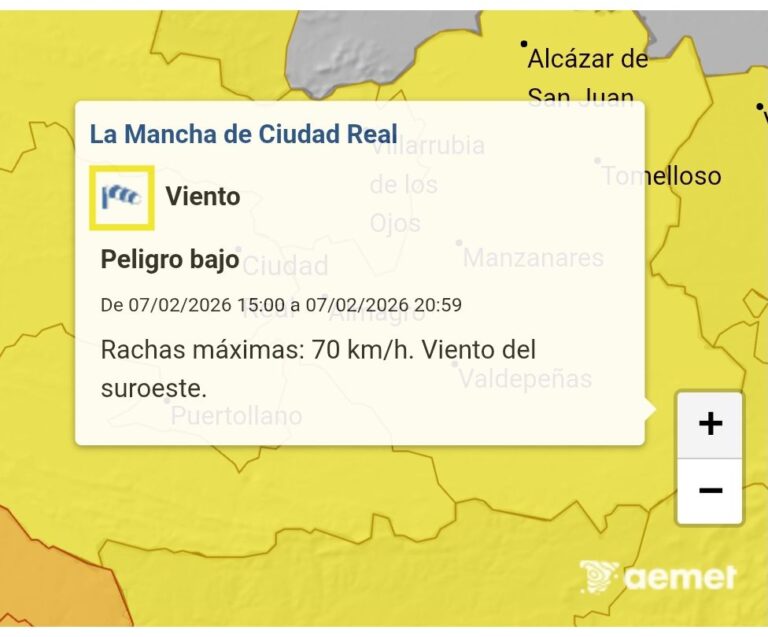 Aviso Amarillo por Viento en la Comarca: Aemet Mantiene Alerta para la Tarde del Sábado 7 de Febrero