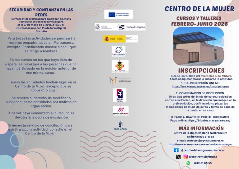 Centro De La Mujer De Manzanares – Ciudad Real Anuncia Programación de ‘Cultura en Femenino’: Cursos y Talleres de Febrero a Junio