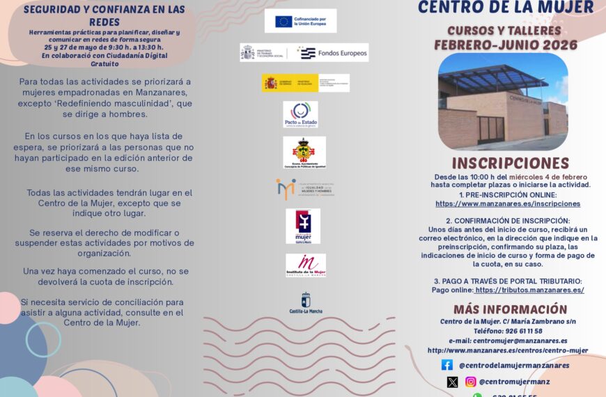 Centro De La Mujer De Manzanares – Ciudad Real Anuncia Programación de ‘Cultura en Femenino’: Cursos y Talleres de Febrero a Junio