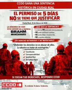 Histórico fallo judicial: CCOO logra que el permiso de cinco días por hospitalización familiar no requiera justificación