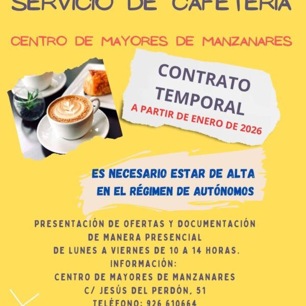 El Centro De Mayores Manzanares Anuncia Oportunidad de Concesión Temporal para Servicio de Cafetería: Invitación Abierta a Interesados