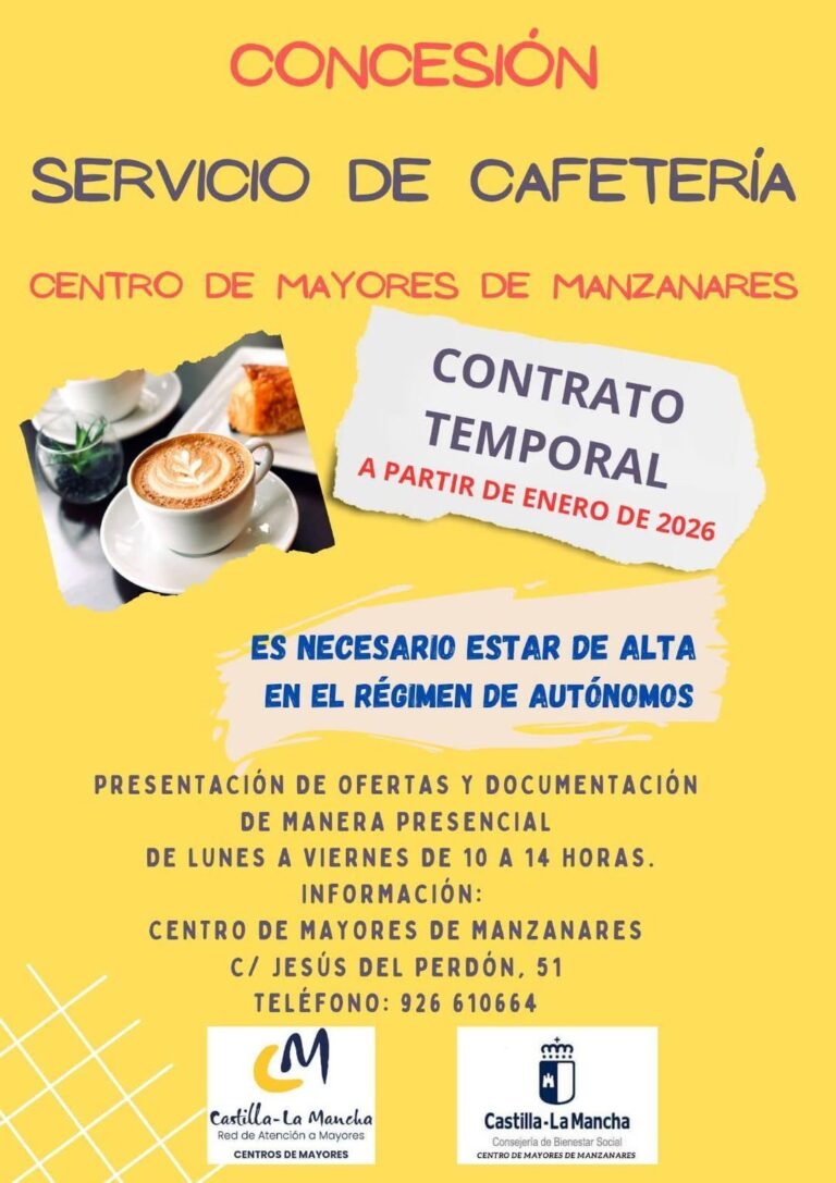 El Centro De Mayores Manzanares Anuncia Oportunidad de Concesión Temporal para Servicio de Cafetería: Invitación Abierta a Interesados