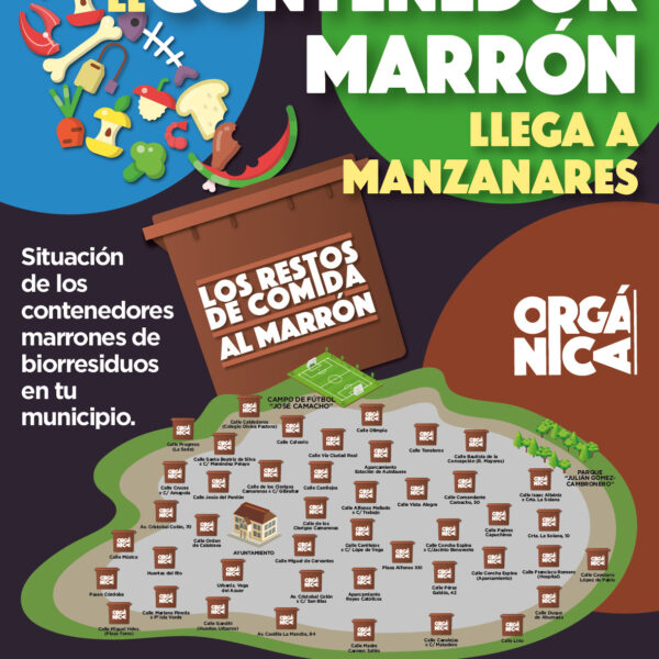 Instalación de Contenedores Marrones para Residuos de Comida por el Consorcio RSU en Manzanares este Viernes