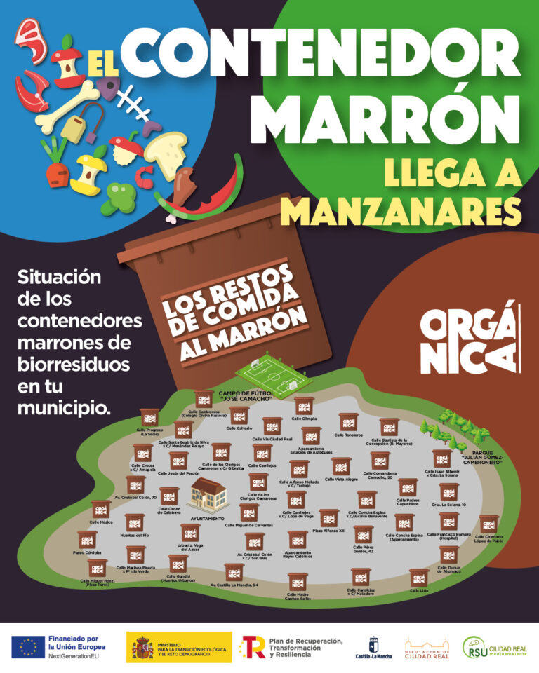 Instalación de Contenedores Marrones para Residuos de Comida por el Consorcio RSU en Manzanares este Viernes