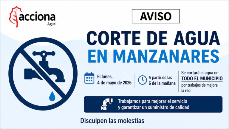 Interrupción Programada del Suministro de Agua por Acciona para Mantenimiento el Lunes 4 de Mayo desde las 6 AM