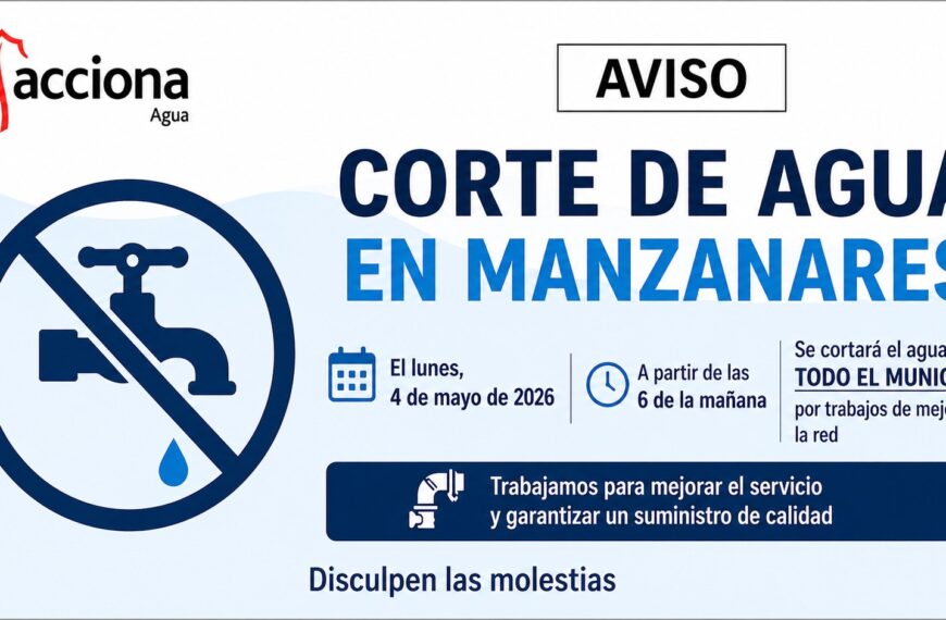 Interrupción Programada del Suministro de Agua por Acciona para Mantenimiento el Lunes 4 de Mayo desde las 6 AM