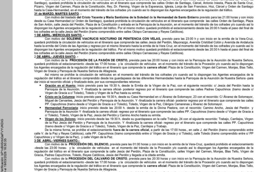Regulaciones Establecidas para los Actos Litúrgicos y Procesionales de la Semana Santa 2026 en Manzanares: Una Aviso a la Ciudadanía