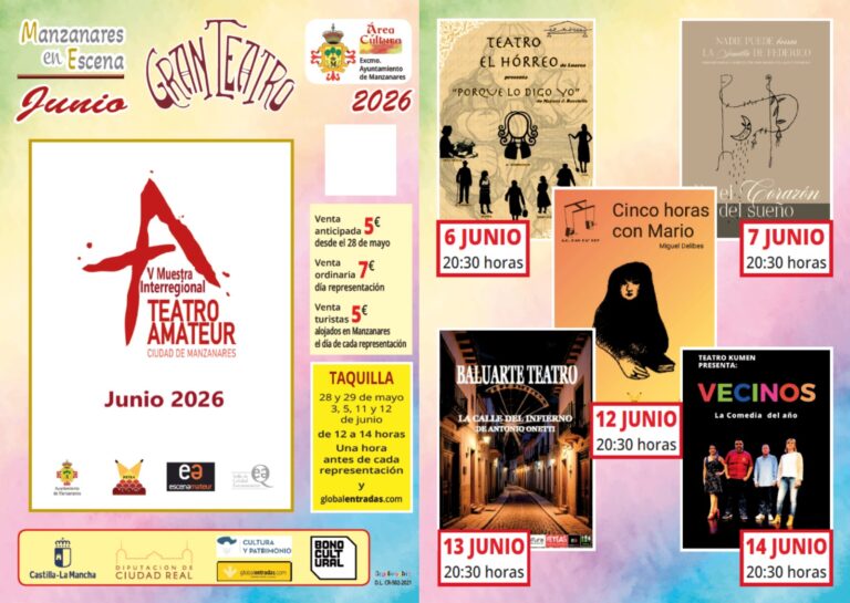 El Gran Teatro se prepara para acoger los mejores espectáculos de teatro aficionado de Asturias y Castilla-La Mancha en Junio, Entradas ya disponibles a 5 euros