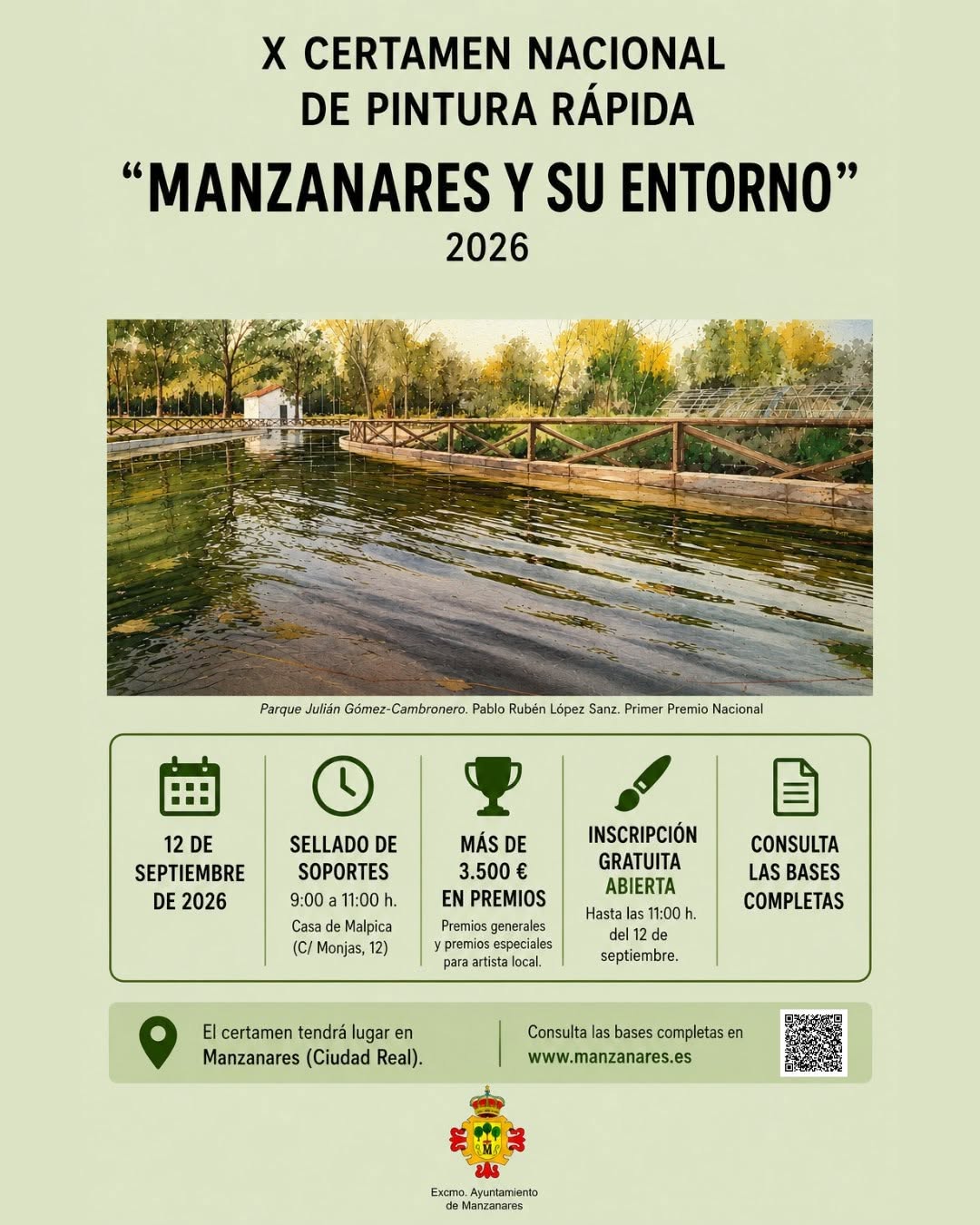 El X Certamen Nacional de Pintura Rápida ‘Manzanares y su entorno’ dará inicio este Septiembre