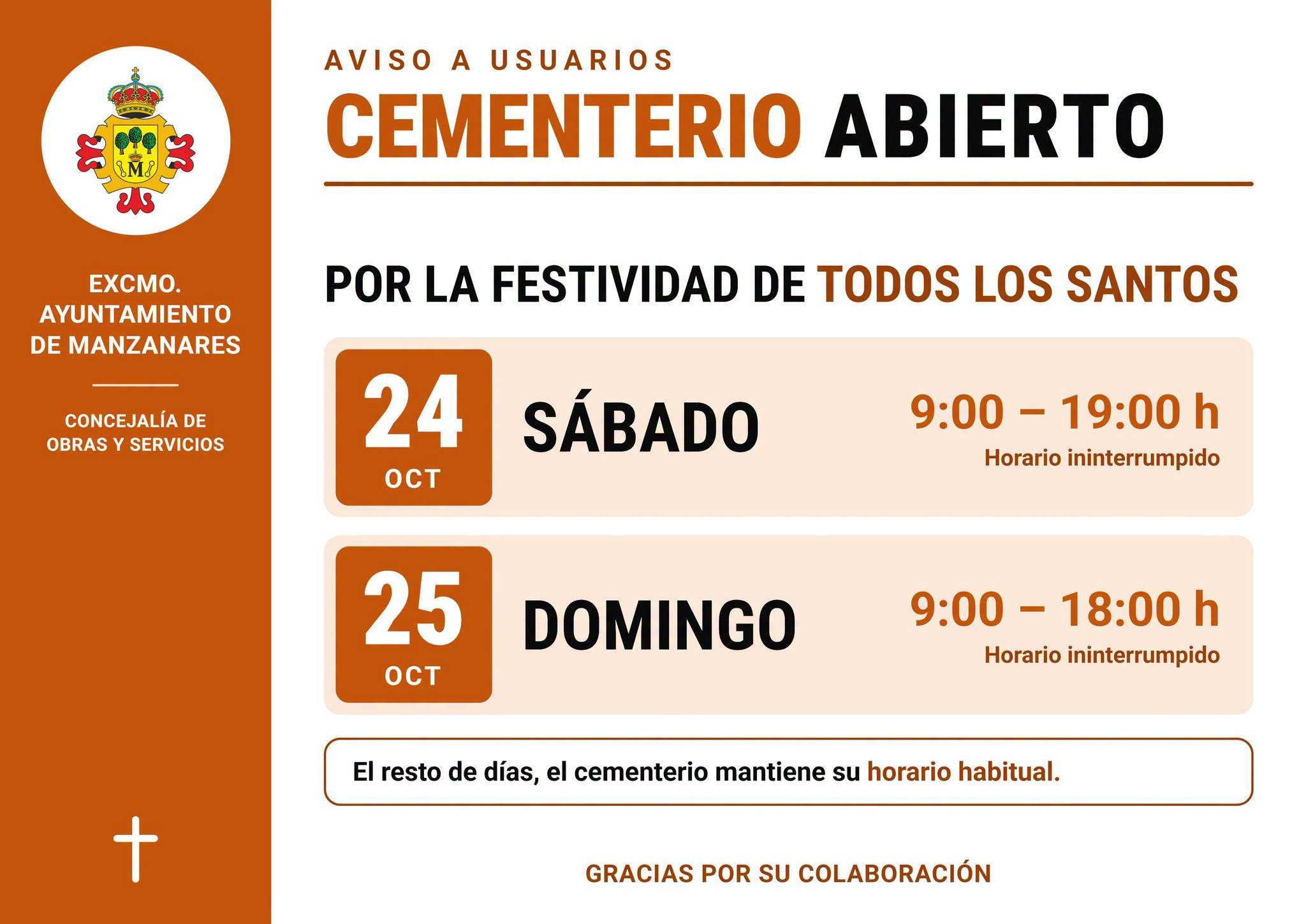 Cementerio Municipal Anuncia Horario Especial este Fin de Semana Ante la Festividad de Todos Los Santos
