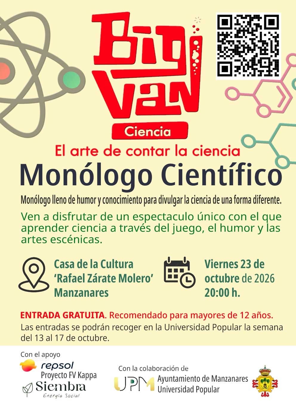 El espectáculo científico de Big Van Ciencia invade la Casa de la Cultura Rafael Zárate Molero con un monólogo extraordinario